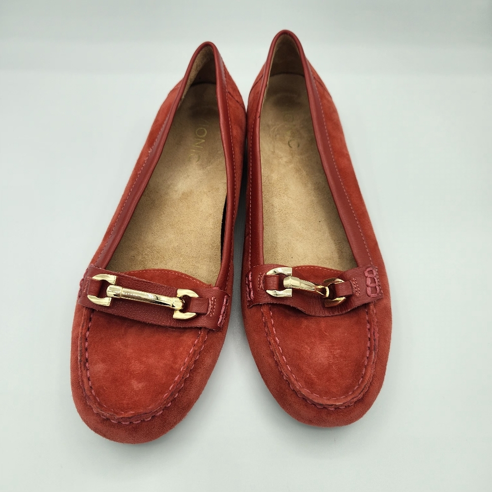 Vionic Kenya Brick Red Suede Horsebit Leather Loafers‎ Women's US 8W